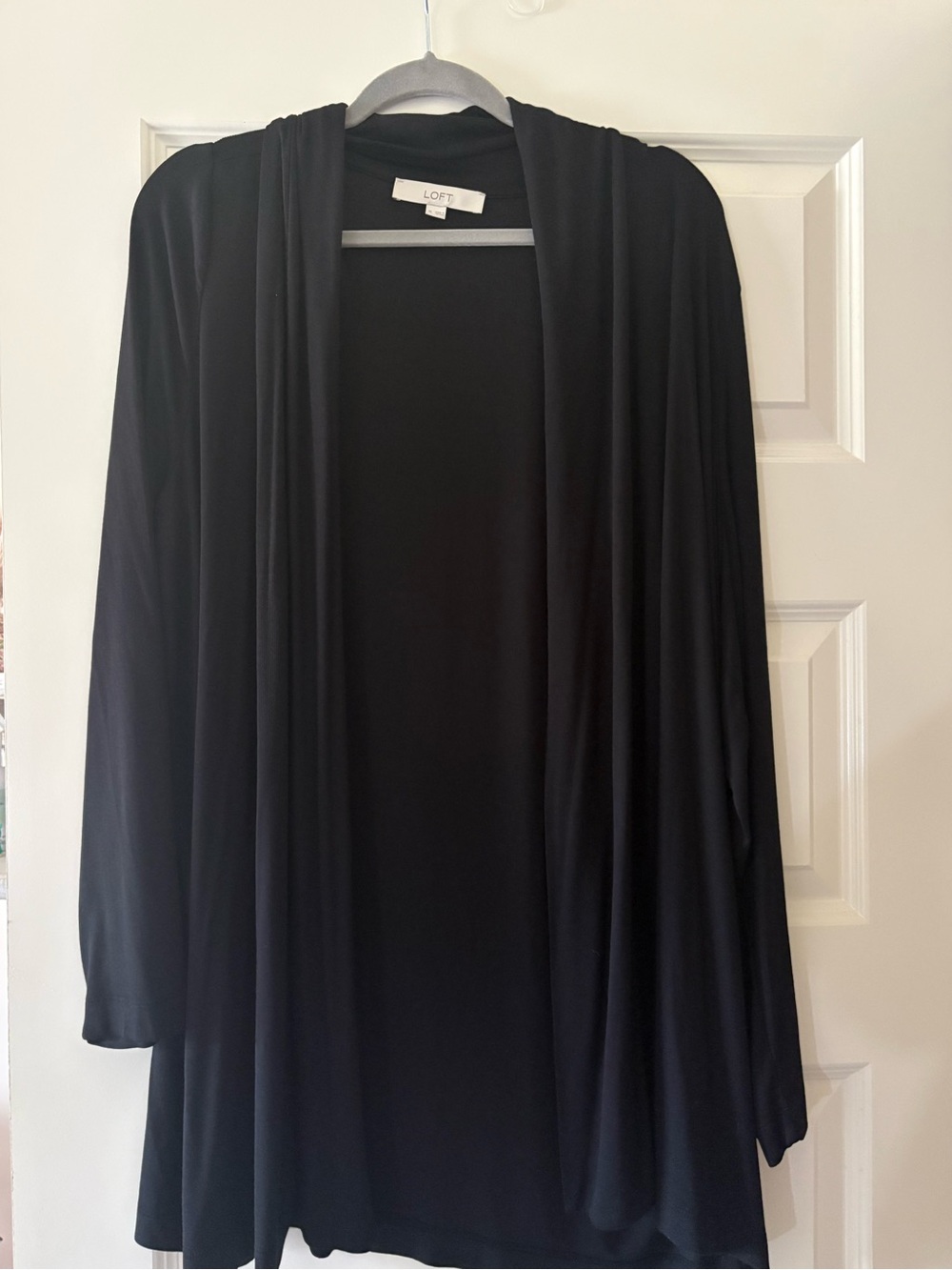 LOFT Black Open-Front Lightweight Cardigan